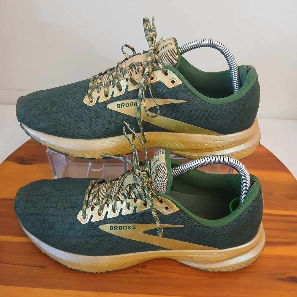 Brooks Launch 7 Mens 9 Green Gold Run Lucky Running Shoes Sneakers 1103241D332